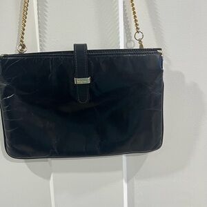 VINTAGE SALVATORE FERRAGAMO BLACK LEATHER CHAIN BAG CLUTCH PURSE